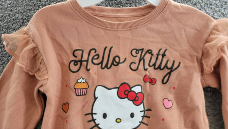 Hello Kitty Long Sleeve Ruffle Sweatshirt Little Girls 5 Brown Multi Crew Neck