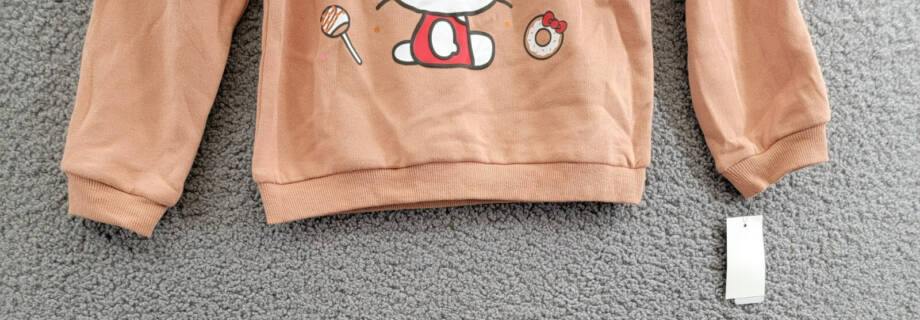 Hello Kitty Long Sleeve Ruffle Sweatshirt Little Girls 5 Brown Multi Crew Neck
