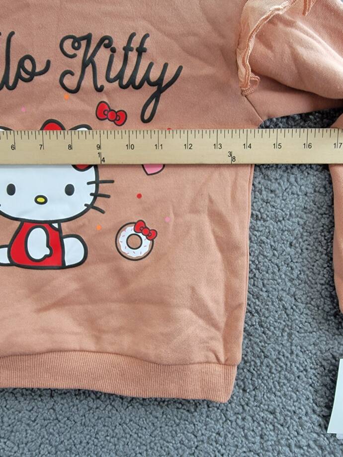 Hello Kitty Long Sleeve Ruffle Sweatshirt Little Girls 5 Brown Multi Crew Neck