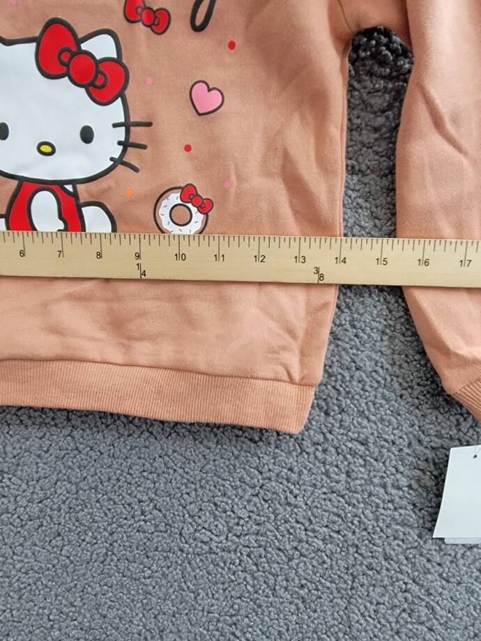 Hello Kitty Long Sleeve Ruffle Sweatshirt Little Girls 5 Brown Multi Crew Neck