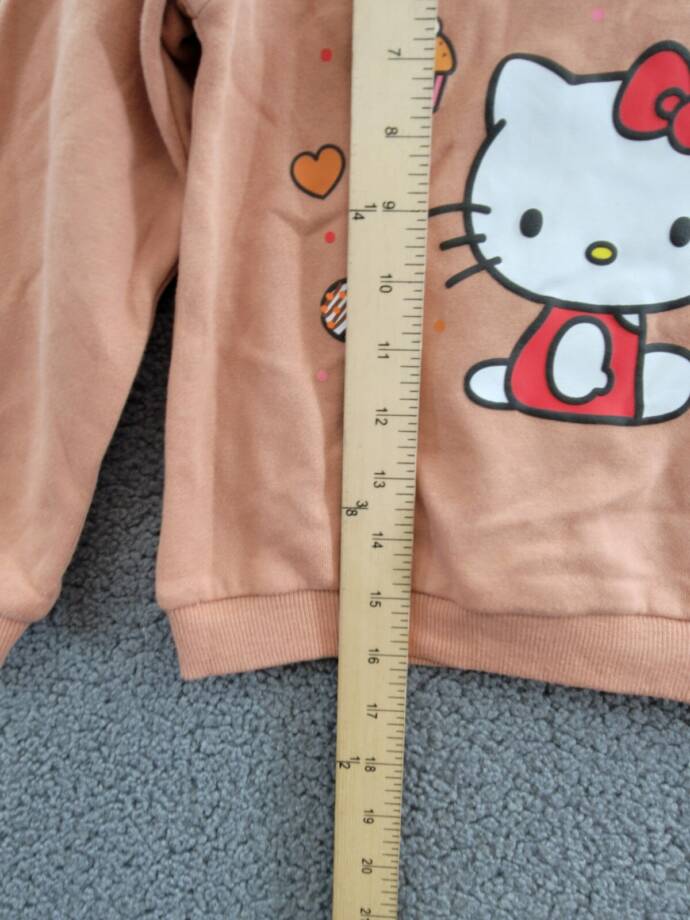 Hello Kitty Long Sleeve Ruffle Sweatshirt Little Girls 5 Brown Multi Crew Neck