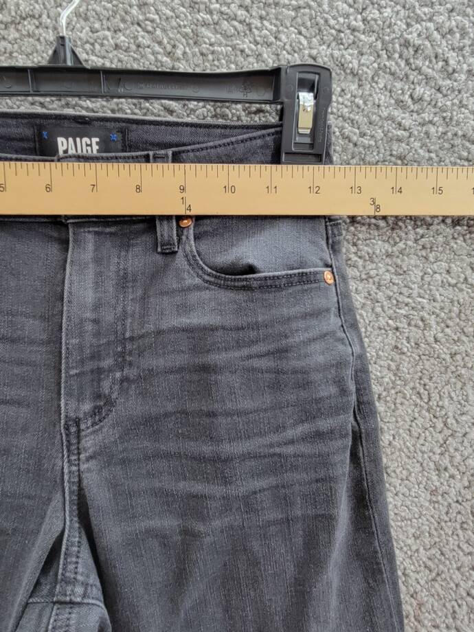 Paige Straight Leg Ankle Raw Hem Jeans Women's 24 Washed Black