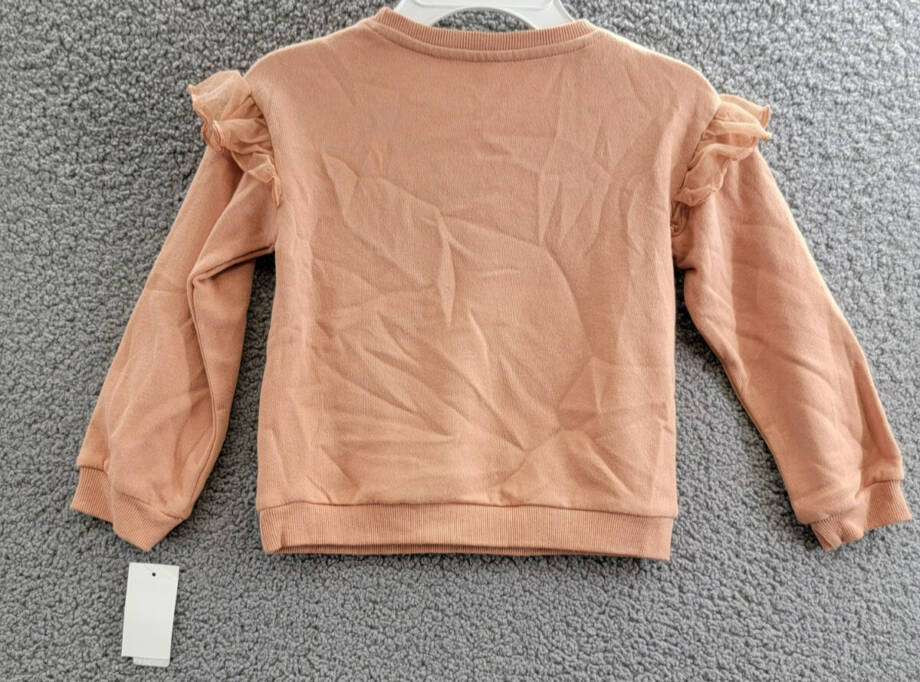 Hello Kitty Long Sleeve Ruffle Sweatshirt Little Girls 5 Brown Multi Crew Neck