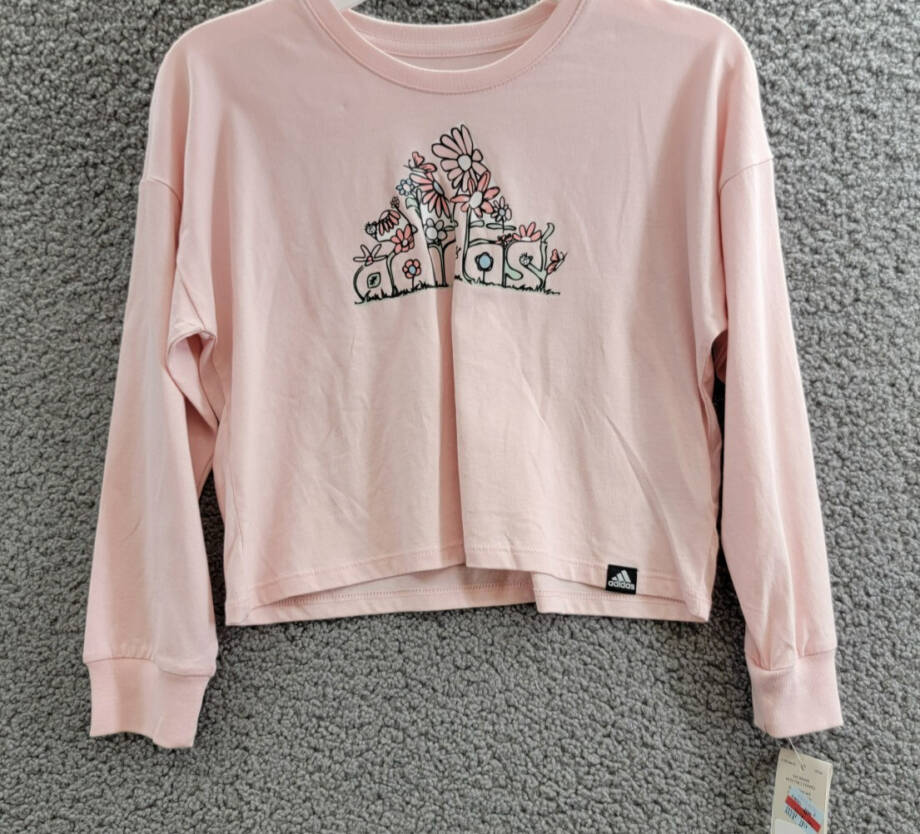adidas Long-Sleeve T-Shirt & Flare Pants Set Little Girls 5 Pink/Black Pullover