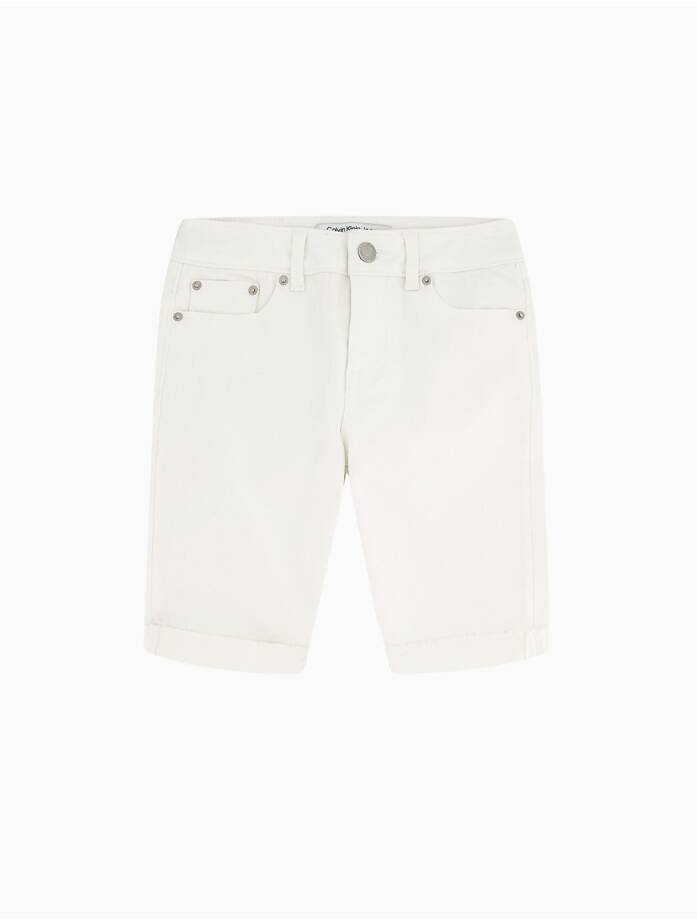 Calvin Klein Skinny Denim Bermuda Shorts Big Girls 12 Whiteout Solid Zip/Button