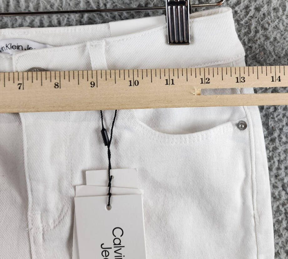 Calvin Klein Skinny Denim Bermuda Shorts Big Girls 12 Whiteout Solid Zip/Button