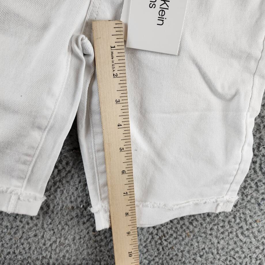 Calvin Klein Skinny Denim Bermuda Shorts Big Girls 12 Whiteout Solid Zip/Button