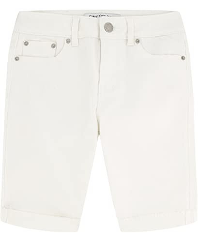 Calvin Klein Skinny Denim Bermuda Shorts Big Girls 16 Whiteout Solid Zip/Button