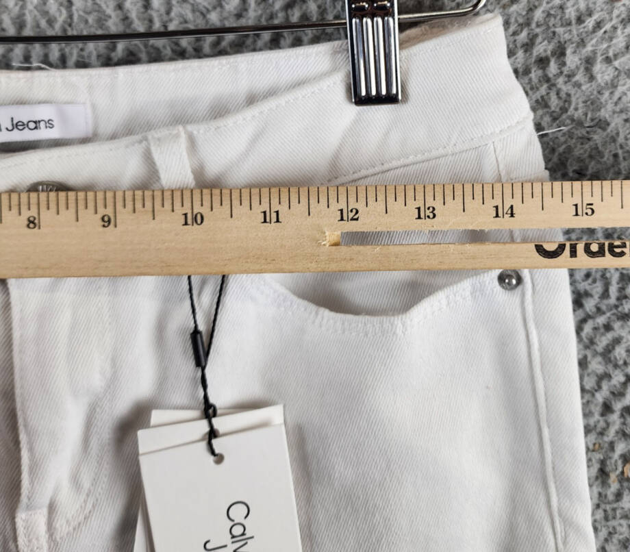 Calvin Klein Skinny Denim Bermuda Shorts Big Girls 16 Whiteout Solid Zip/Button