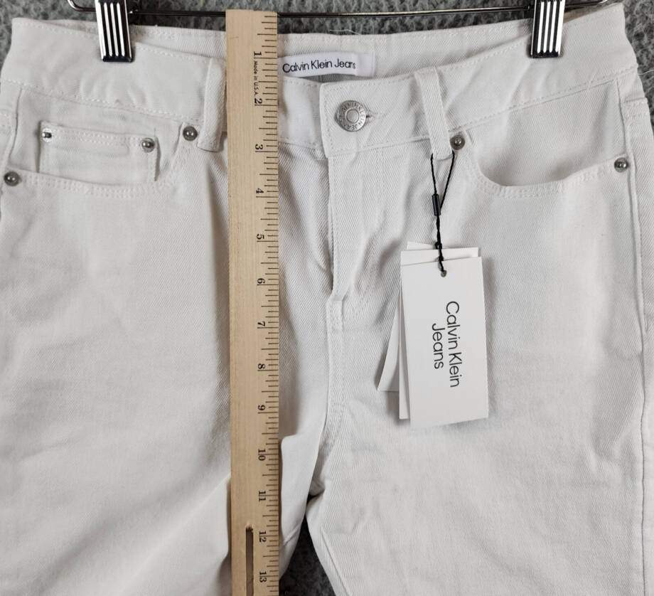 Calvin Klein Skinny Denim Bermuda Shorts Big Girls 16 Whiteout Solid Zip/Button