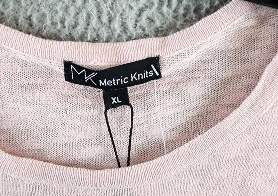 MK Metric Knits Linen Blend Sweater Women's XL Cool Pink Long Sleeve Pullover