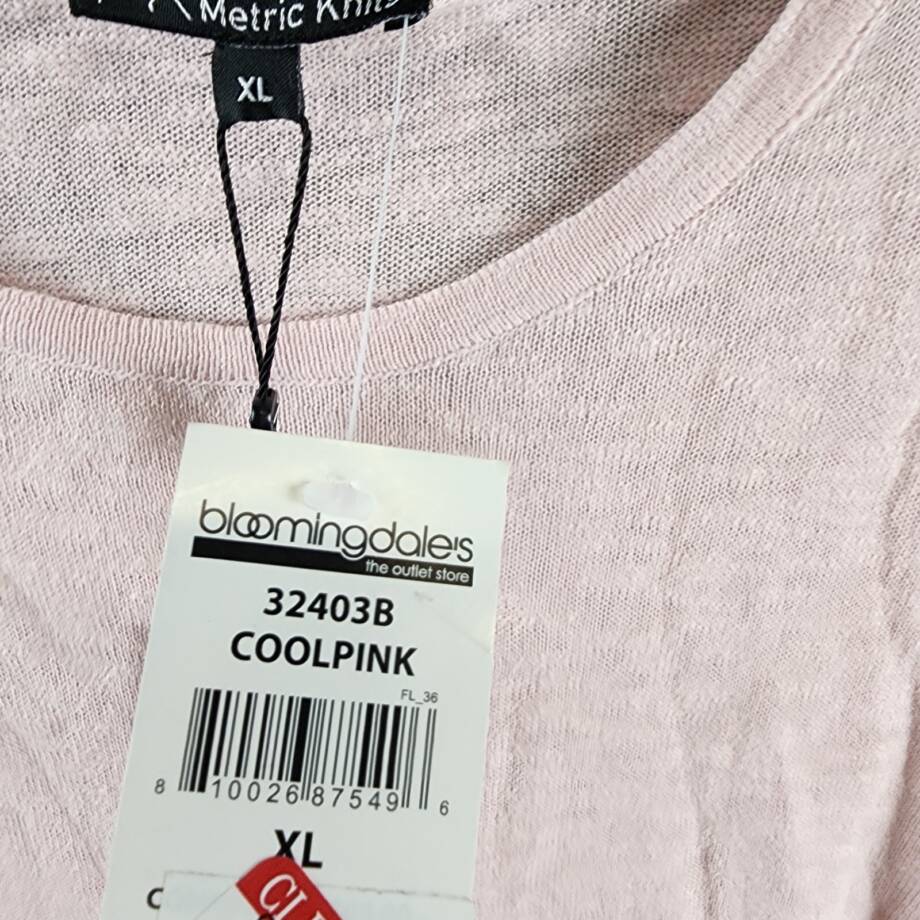 MK Metric Knits Linen Blend Sweater Women's XL Cool Pink Long Sleeve Pullover