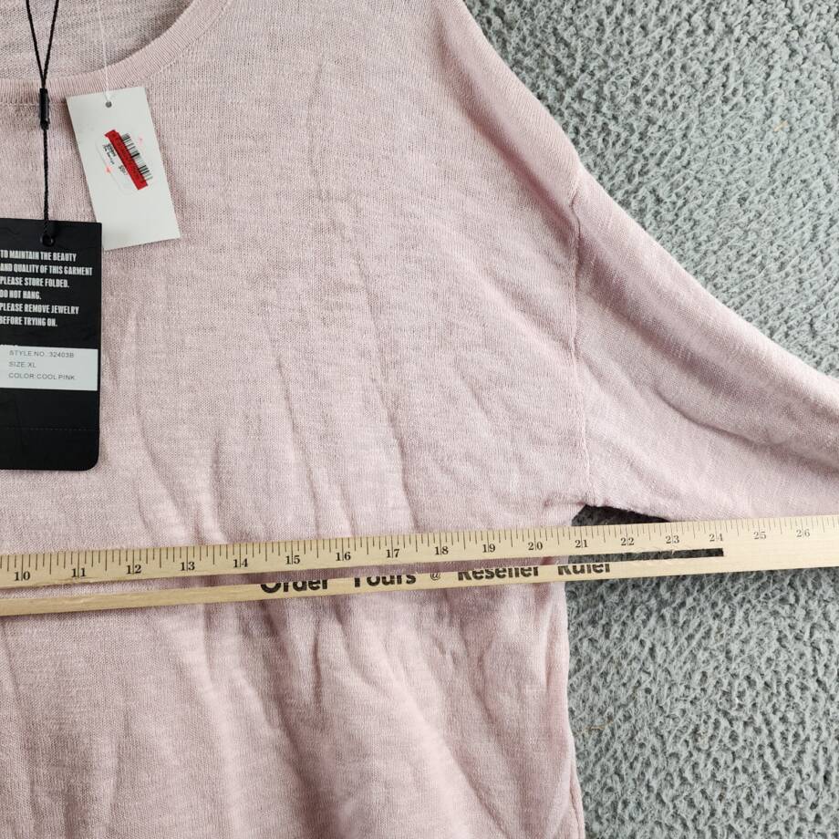MK Metric Knits Linen Blend Sweater Women's XL Cool Pink Long Sleeve Pullover