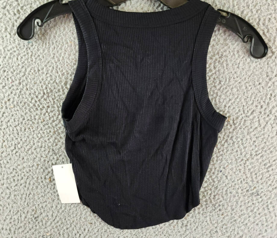 Hashttag Ribbed Cropped Tank Top Women's XS Black Round Neck Sleeveless Pullover
