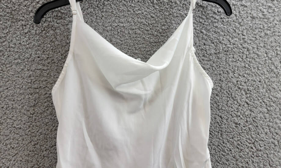1.STATE Sleeveless Cowl Neck Ruched Tank Top Women's M Ivory Side Tie Pullover