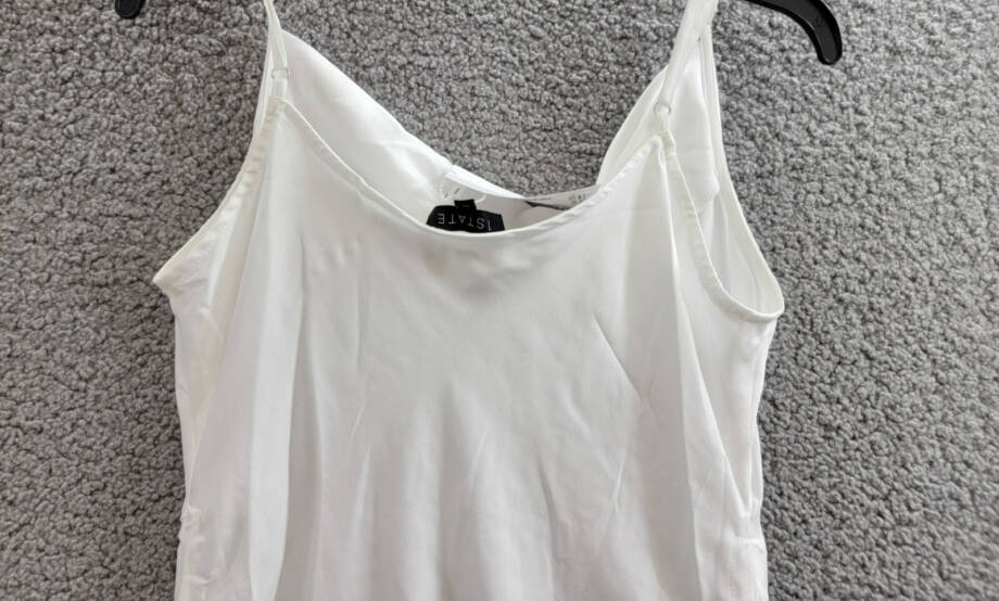 1.STATE Sleeveless Cowl Neck Ruched Tank Top Women's M Ivory Side Tie Pullover