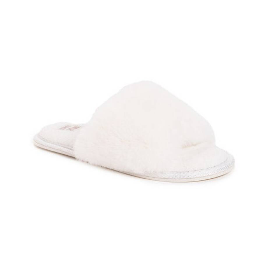 MUK LUKS Sariah Slide Slippers Women's L 9/10 Snow White Open Toe Slip On