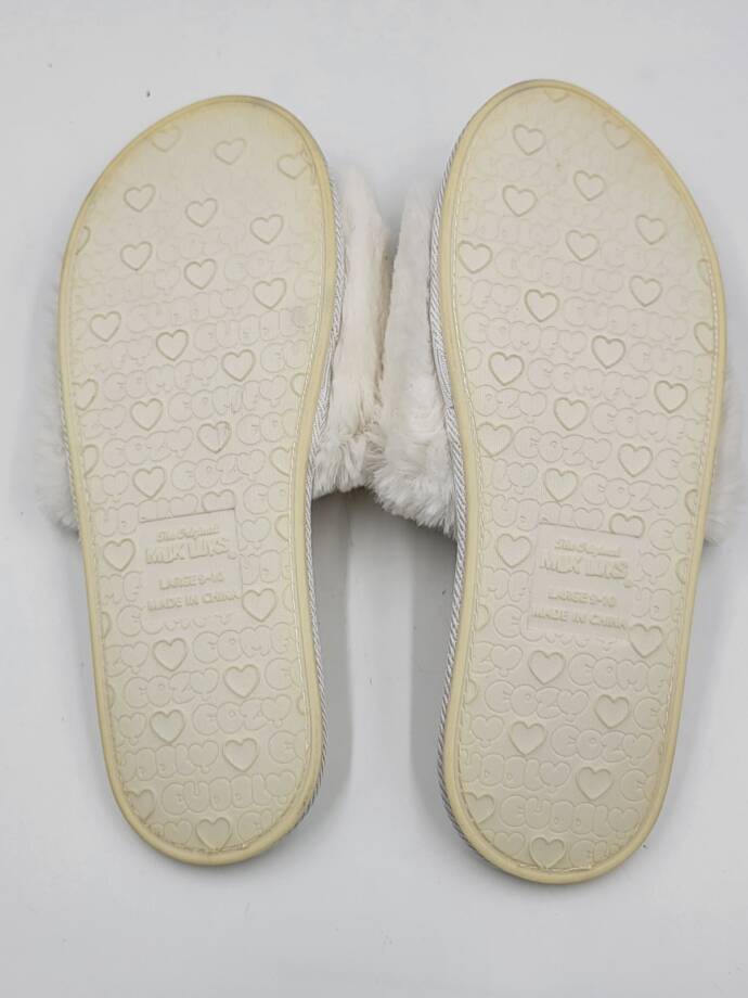MUK LUKS Sariah Slide Slippers Women's L 9/10 Snow White Open Toe Slip On