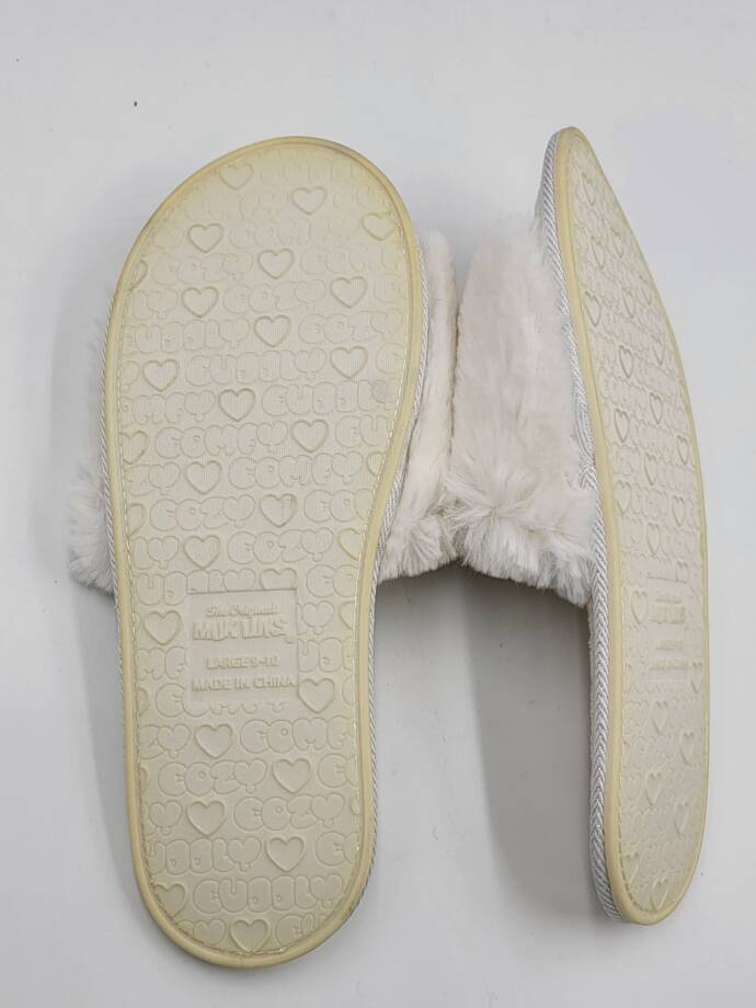 MUK LUKS Sariah Slide Slippers Women's L 9/10 Snow White Open Toe Slip On