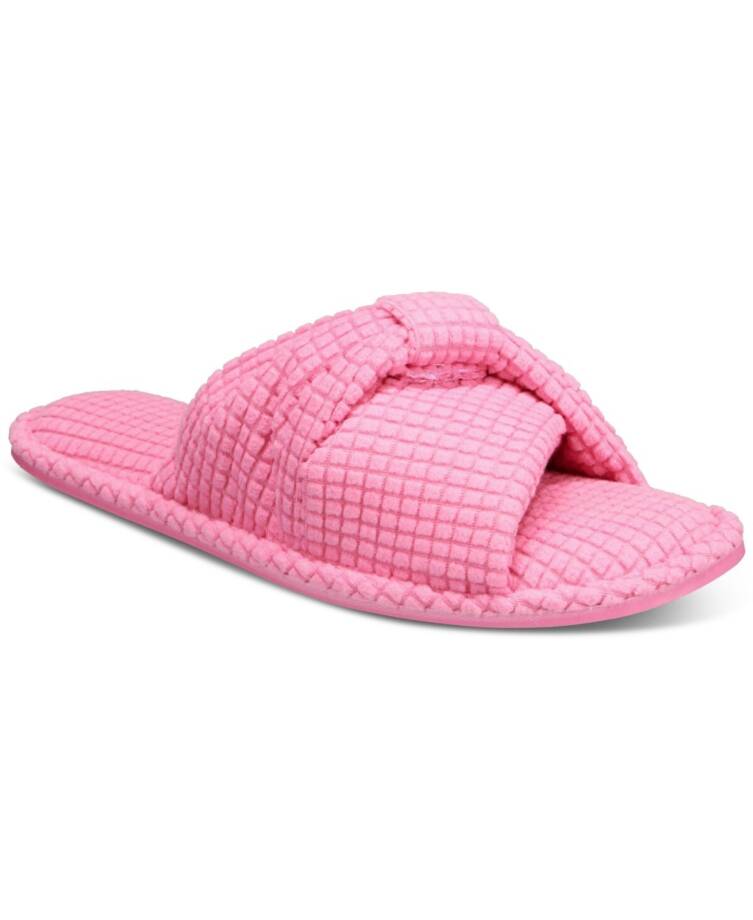 Charter Club Textured Knot-Top Slippers Women's M 7-8 US Pink Taffy Slip On