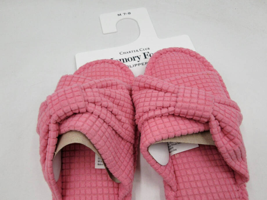 Charter Club Textured Knot-Top Slippers Women's M 7-8 US Pink Taffy Slip On