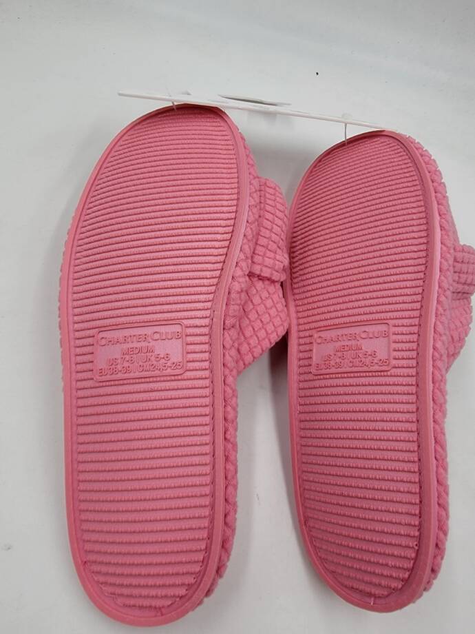 Charter Club Textured Knot-Top Slippers Women's M 7-8 US Pink Taffy Slip On