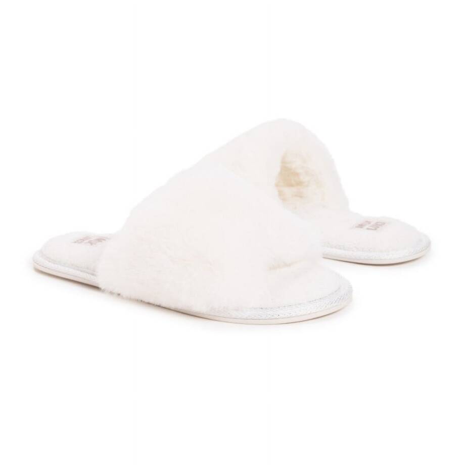 MUK LUKS Sariah Slide Slipper Women's M 7-8 Snow White Slip On Style