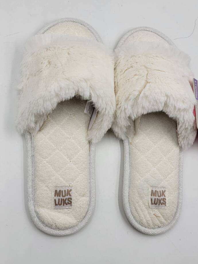 MUK LUKS Sariah Slide Slipper Women's M 7-8 Snow White Slip On Style
