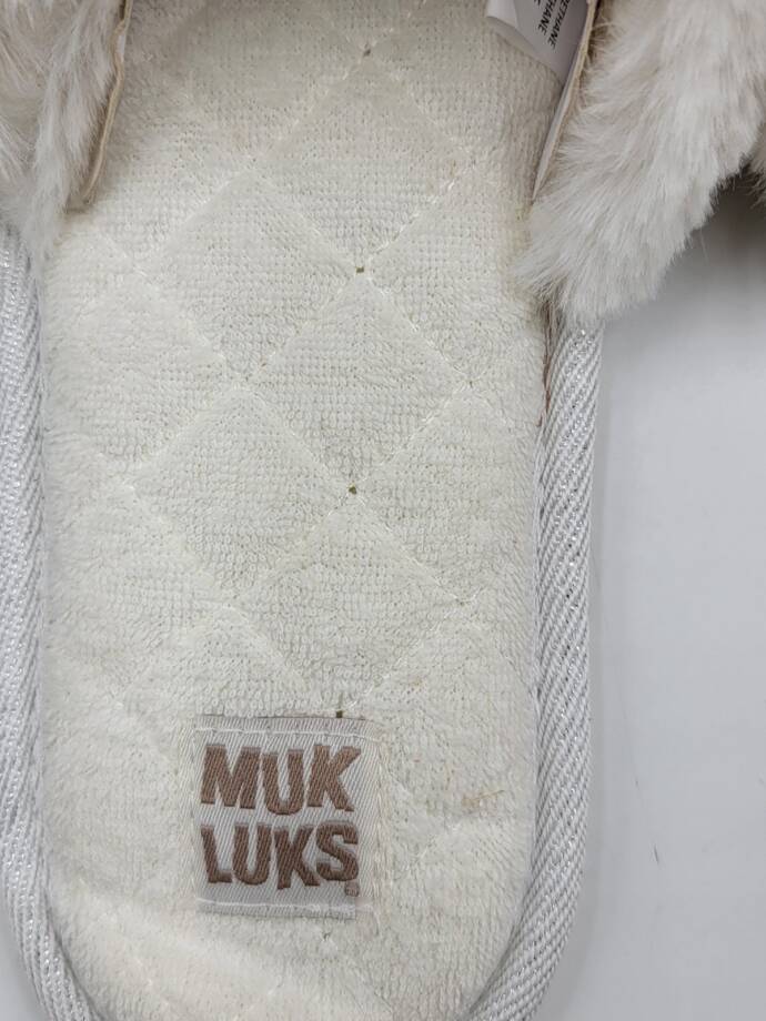 MUK LUKS Sariah Slide Slipper Women's M 7-8 Snow White Slip On Style