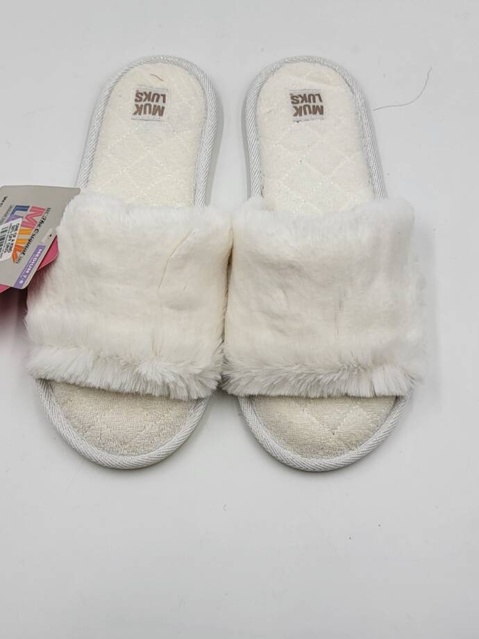 MUK LUKS Sariah Slide Slipper Women's M 7-8 Snow White Slip On Style