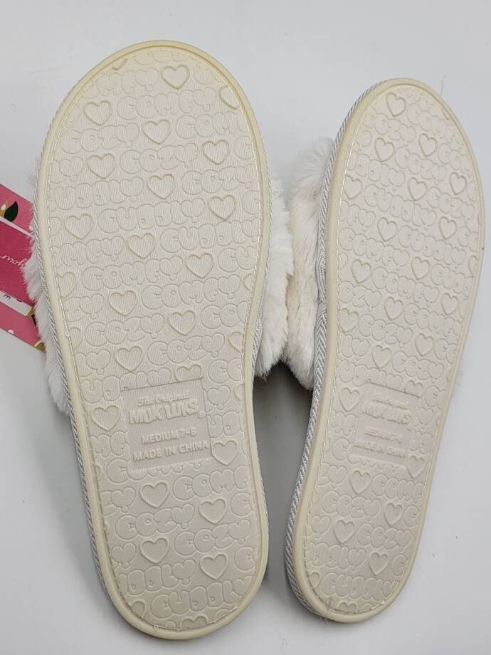 MUK LUKS Sariah Slide Slipper Women's M 7-8 Snow White Slip On Style