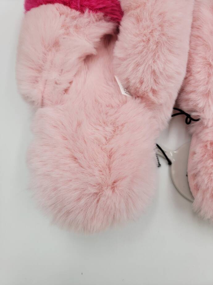 Jenni Faux-Fur Crossband Slippers Women's L Pink Fun Open Toe Slip On