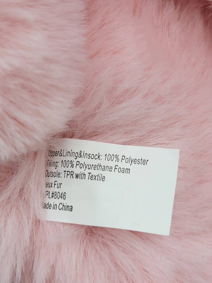 Jenni Faux-Fur Crossband Slippers Women's L Pink Fun Open Toe Slip On