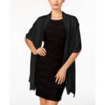INC International Concepts Wrap & Scarf in One Women's One Size Black Solid