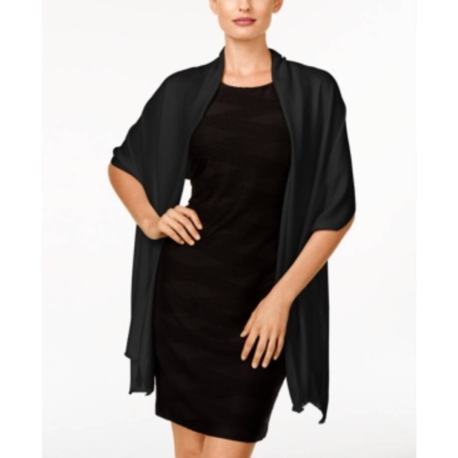 INC International Concepts Wrap & Scarf in One Women's One Size Black Solid