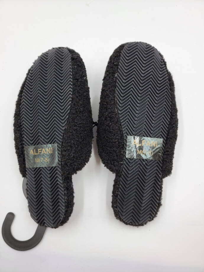 Alfani Shearling Slide Boxed Slipper Women's M (7-8) Black Closed Toe Slip On