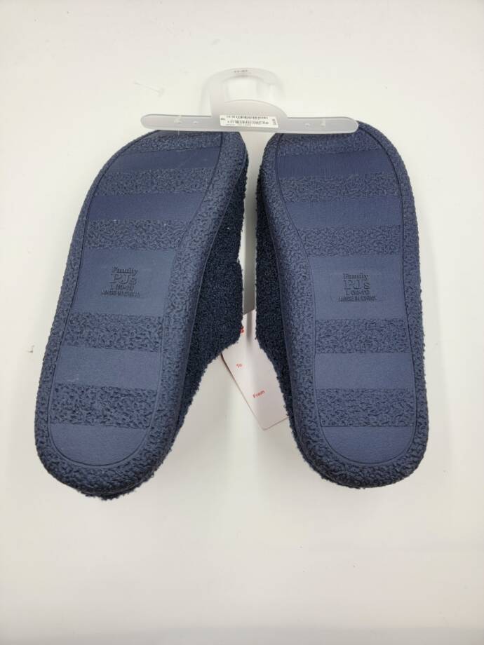 Family Pajamas Jolly Closed-Toe Slippers Men's L 10-11 Navy Embroidered Slip On