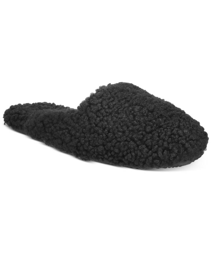 Alfani Shearling Slide Boxed Slipper Women's S (5-6) Black Closed Toe Slip On