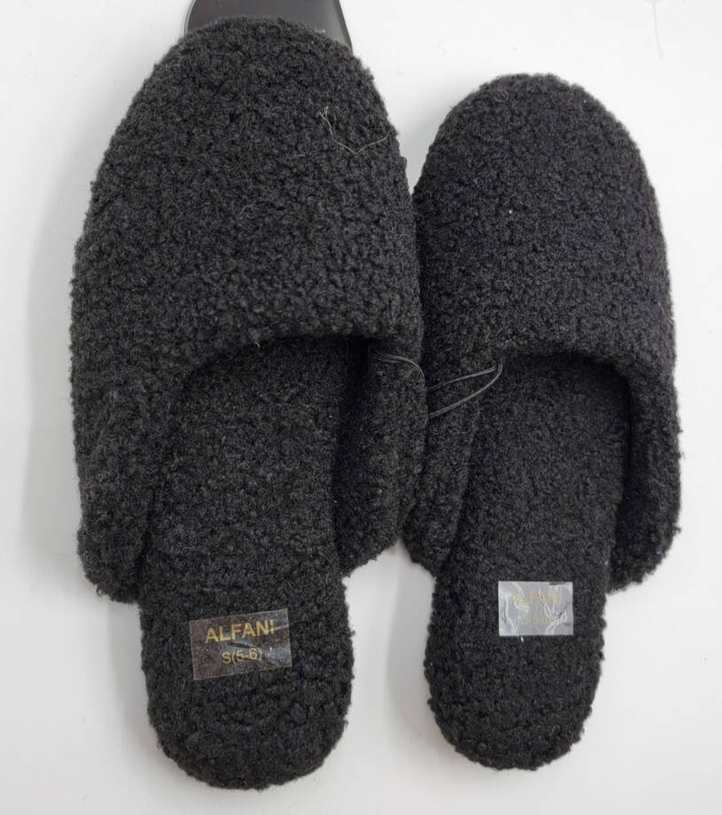 Alfani Shearling Slide Boxed Slipper Women's S (5-6) Black Closed Toe Slip On
