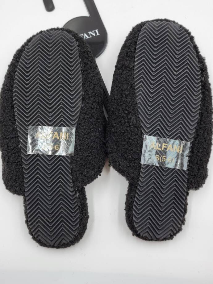Alfani Shearling Slide Boxed Slipper Women's S (5-6) Black Closed Toe Slip On