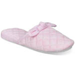 Charter Club Gingham-Print Bow-Top Slippers Women's M (7-8) Orchid Pink Quilted