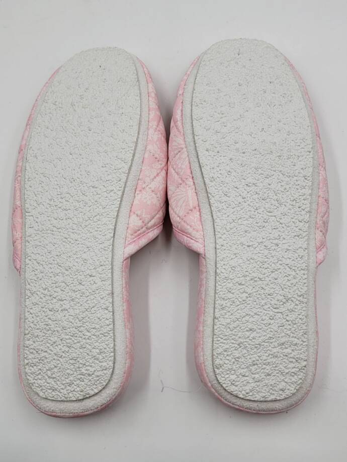 Charter Club Gingham-Print Bow-Top Slippers Women's L (9-10) Orchid Pink Quilted
