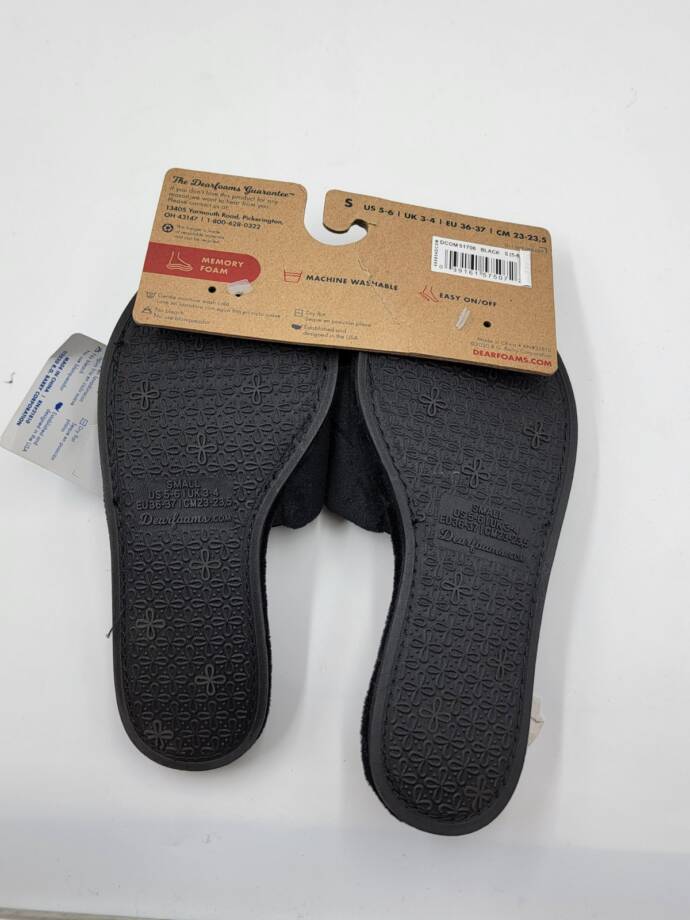 Dearfoams Beatrice Microfiber Velour Side Gore Slide Women's S (5-6) Black