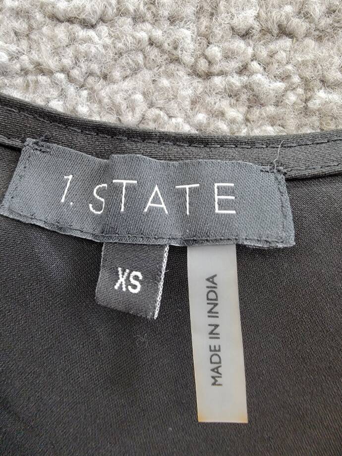1.STATE Sleeveless Cowl Neck Ruched Tank Top Women's XS Black Side Tie Pullover