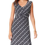 NIC+ZOE Midnight Shibori Twist Front Dress Women's L Black Multi V-Neck Pullover