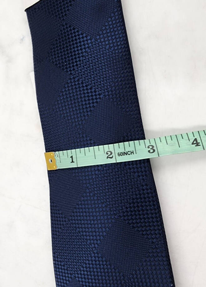 Perry Ellis Stuben Check Tie Men's One Size Navy Classic Design Pointed Style +