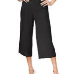 NY Collection Pull-on Culottes Pants Women's S Black Elasticized Waistband
