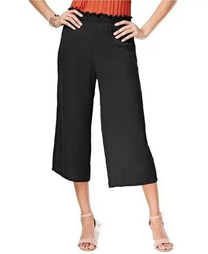 NY Collection Pull-on Culottes Pants Women's S Black Elasticized Waistband