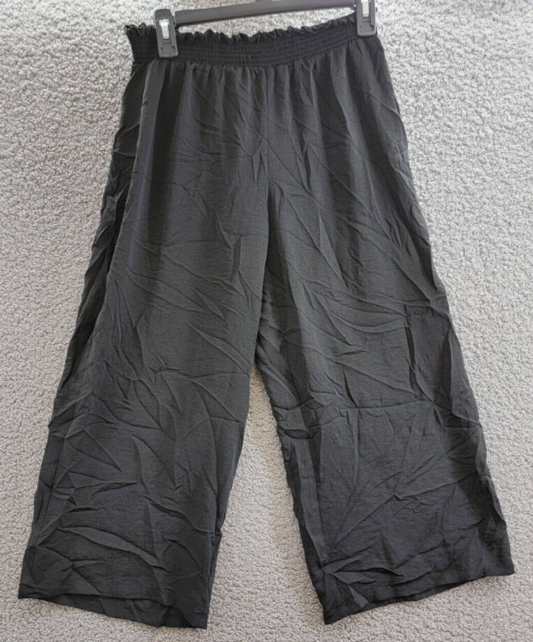NY Collection Pull-on Culottes Pants Women's S Black Elasticized Waistband