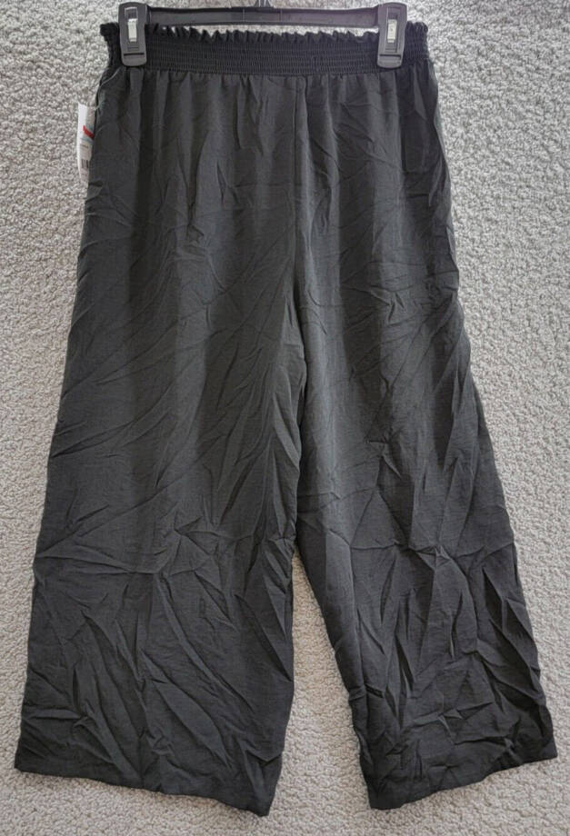 NY Collection Pull-on Culottes Pants Women's S Black Elasticized Waistband